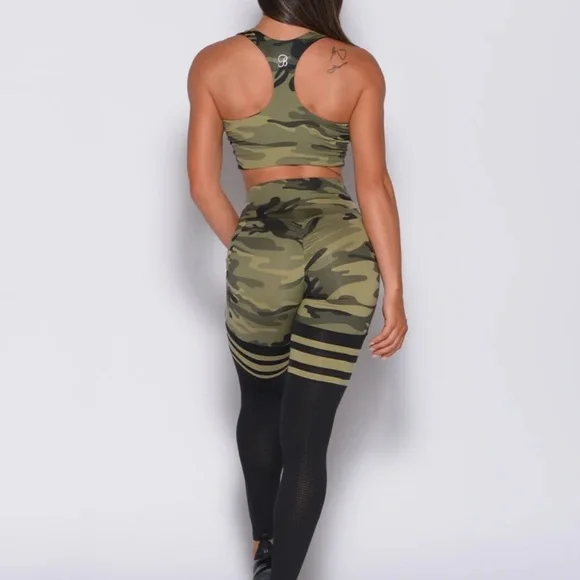 Bombshell Sportswear Scrunch Thigh Highs & Tank Bra Green Camo - XS / XXS [EUC] - Picture 6 of 6